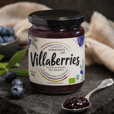 Compota de Arándano 238 Villaberries 100 % arándano sin azúcar añadido