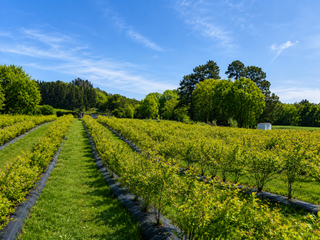 Plantación ecológica de arándanos Villaberries en Valle de Villaverde Cantabria finca de La Iglesia